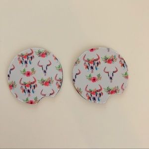 Floral Skull Car Coaster Set